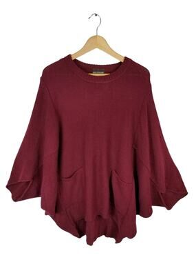 Nina Leonard Women's Burgundy Boxy Cut Knit Dolman Sleeve Sweater  Women's XL